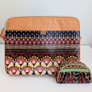 FOSSIL Key-Per 15" in Shockproof Coated Laptop Sleeve Bag & Small Purse BUNDLE